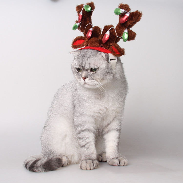Weihnachtlicher Rentier-Kopfschmuck für Hunde & Katzen – Verstellbar und weich