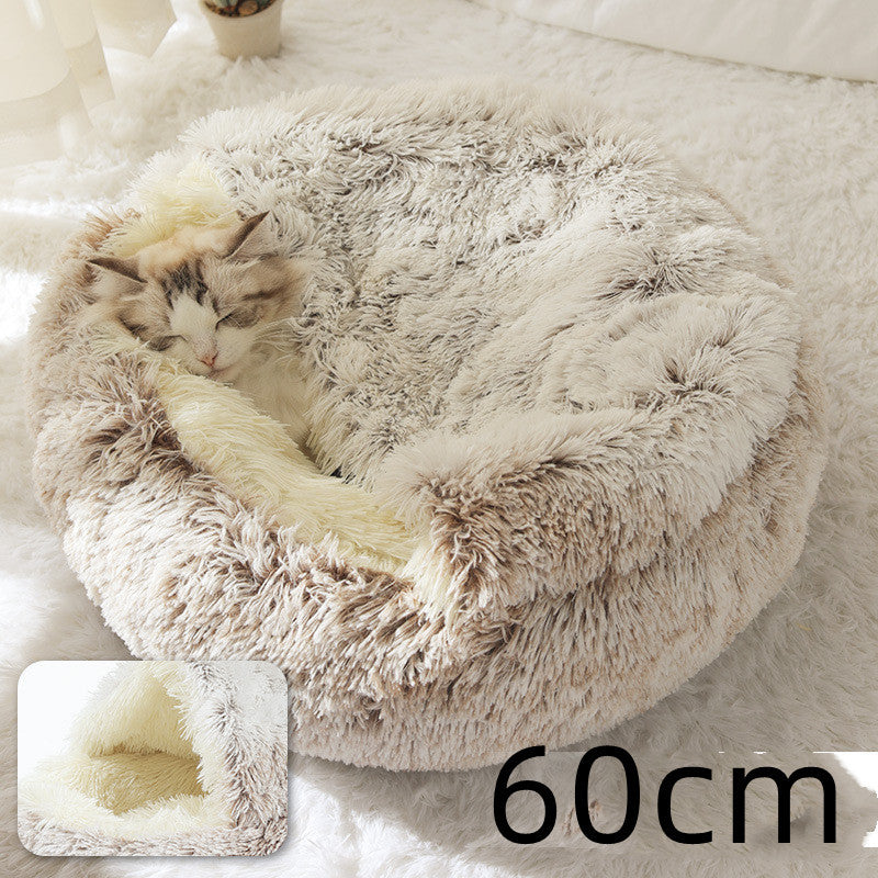 2-in-1 Hunde- und Katzenbett – Flauschiges Winterbett aus Plüsch