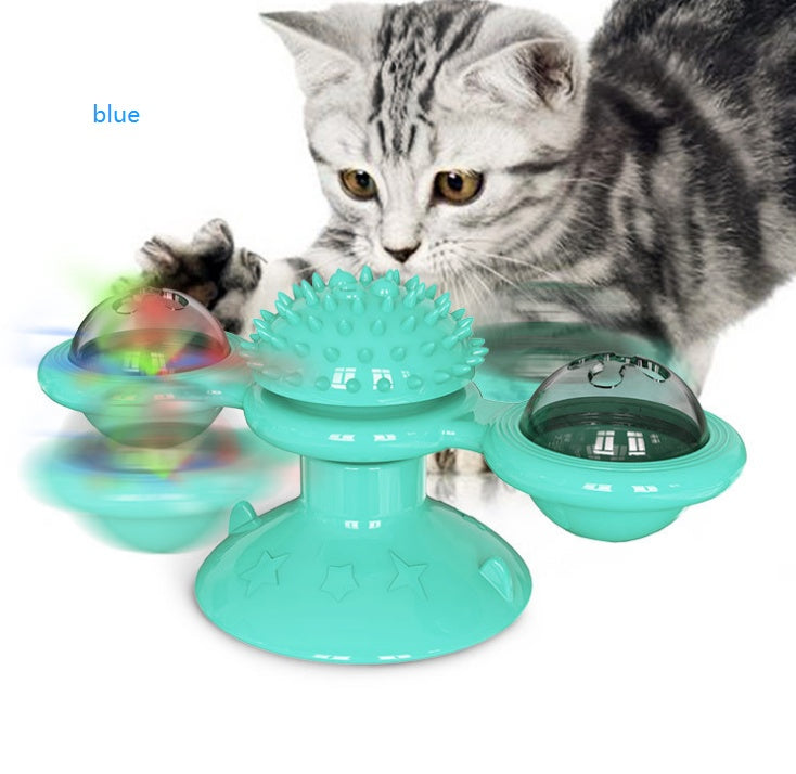 Katzen Windmühlenspielzeug – Drehbares Multifunktionsspielzeug mit Katzenminze & Zahnreinigung