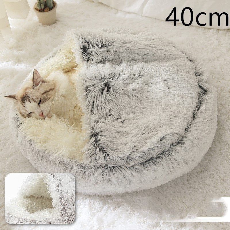2-in-1 Hunde- und Katzenbett – Flauschiges Winterbett aus Plüsch