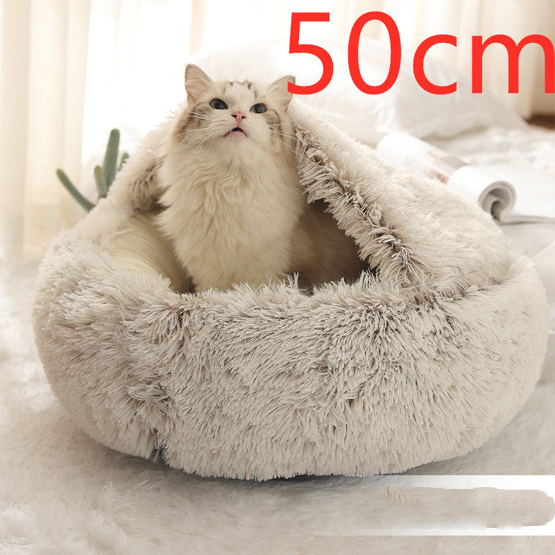 2-in-1 Hunde- und Katzenbett – Flauschiges Winterbett aus Plüsch