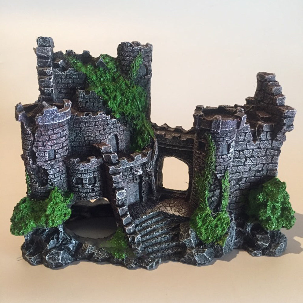 Aquarium Deko – Retro Burg aus Harz für Fischbecken (17 x 6 x 13 cm)