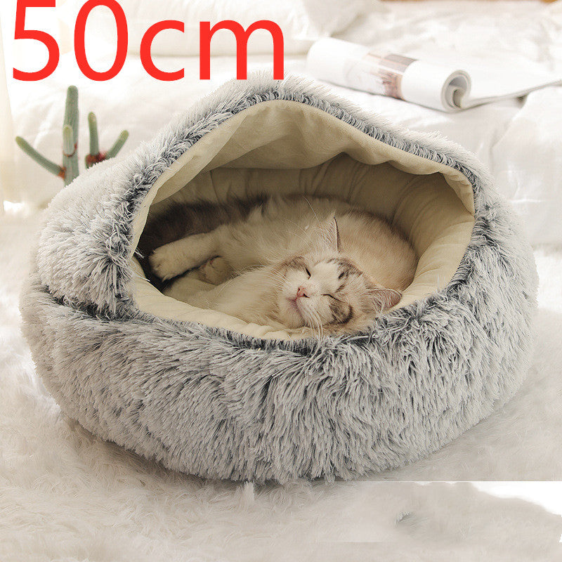 2-in-1 Hunde- und Katzenbett – Flauschiges Winterbett aus Plüsch