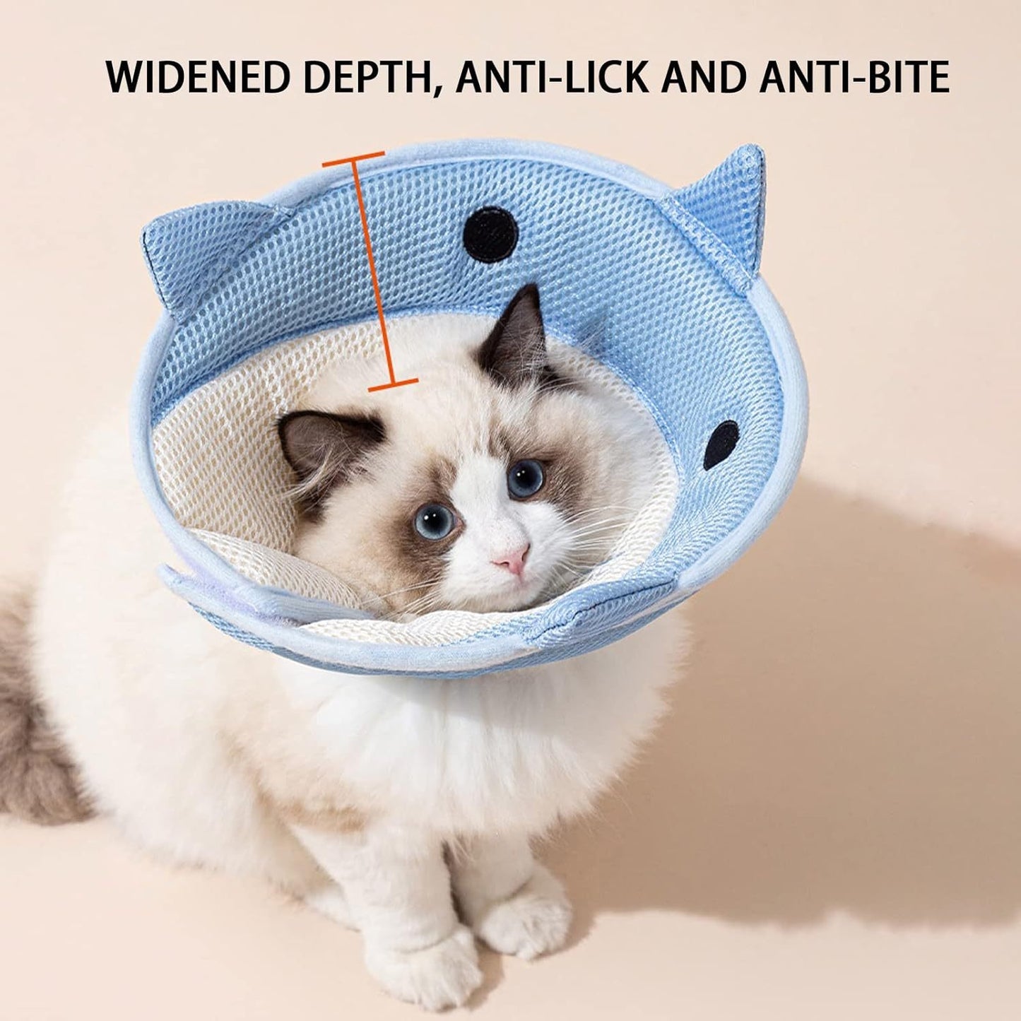 Shark Halskrause für Katzen | Weicher Elizabeth-Kragen zur Genesung