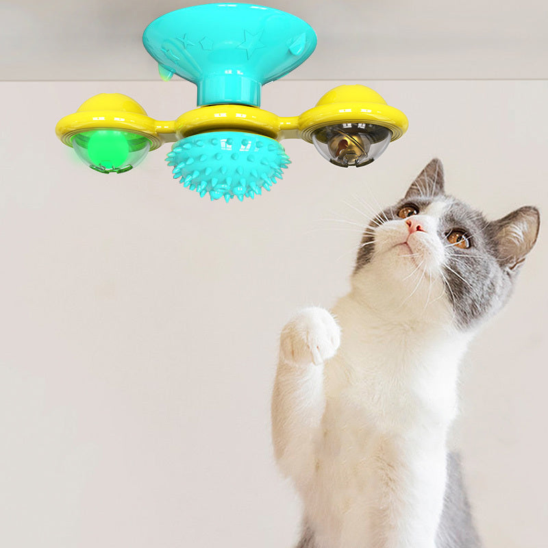 Katzen Windmühlenspielzeug – Drehbares Multifunktionsspielzeug mit Katzenminze & Zahnreinigung