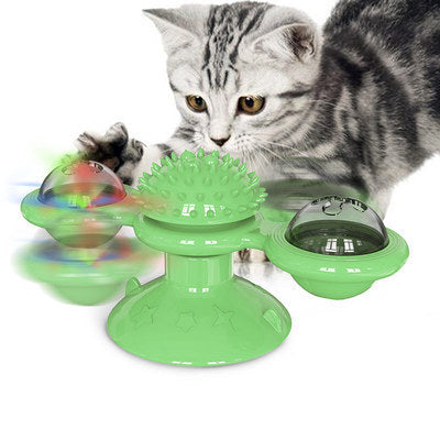 Katzen Windmühlenspielzeug – Drehbares Multifunktionsspielzeug mit Katzenminze & Zahnreinigung