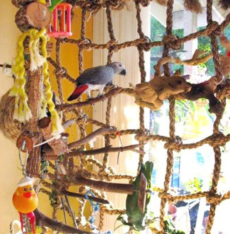 Kletternetz für Vögel – Hanfseil-Spielzeug für Papageien & Sittiche