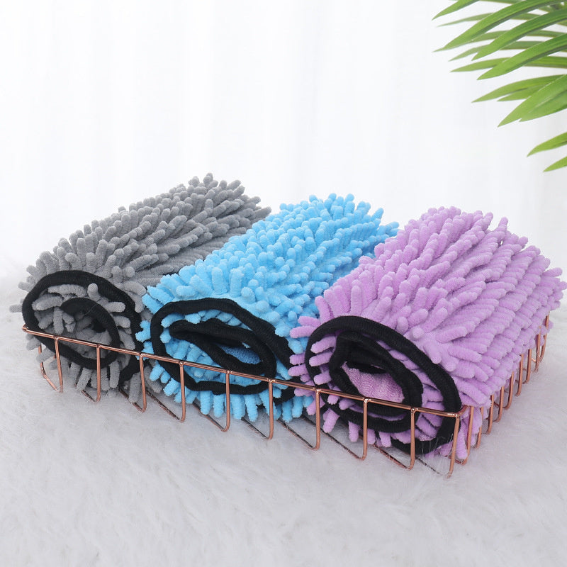Chenille Hundehandtuch - super saugfähig mit praktischen Handtaschen