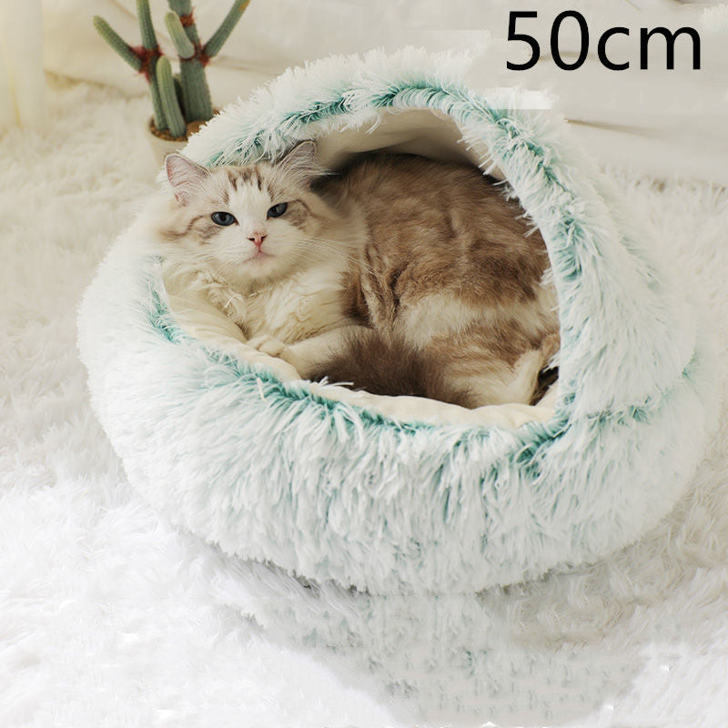 2-in-1 Hunde- und Katzenbett – Flauschiges Winterbett aus Plüsch