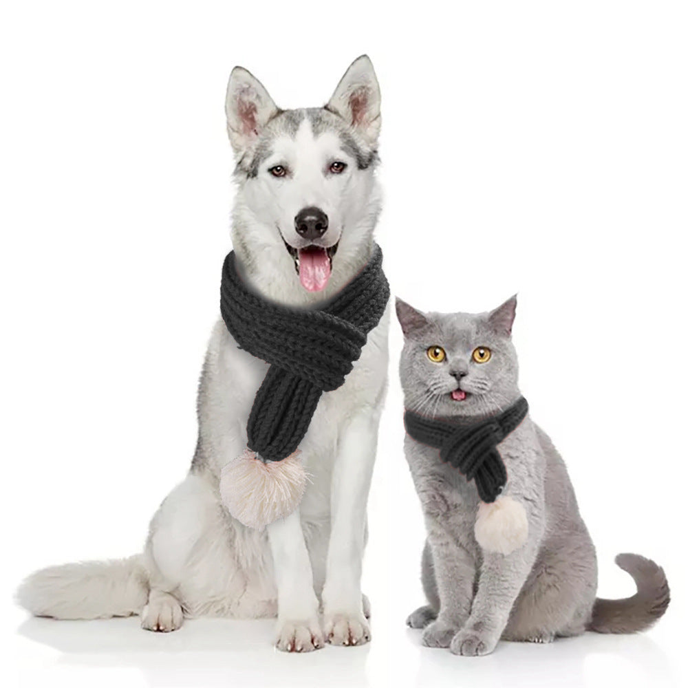 Bommel-Wollschal für Hunde & Katzen | Festliches Accessoire mit Bommel