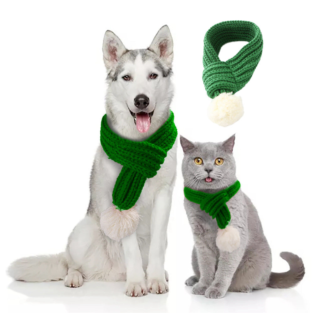 Bommel-Wollschal für Hunde & Katzen | Festliches Accessoire mit Bommel