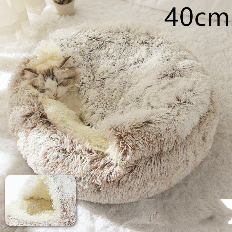 2-in-1 Hunde- und Katzenbett – Flauschiges Winterbett aus Plüsch