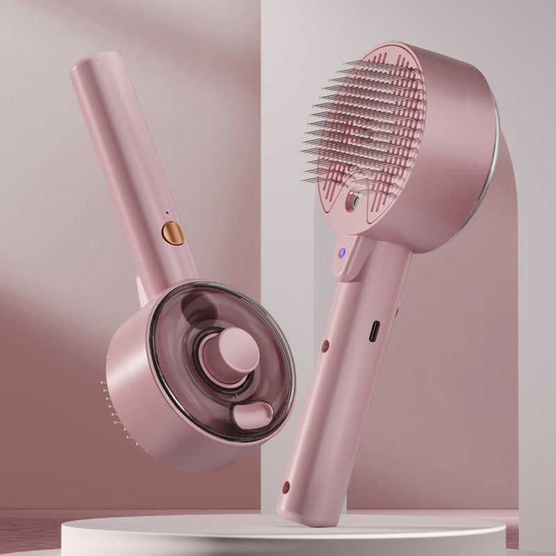 Elektrische Haustierbürste mit Sprühfunktion & UV-Licht – Pink & Weiß