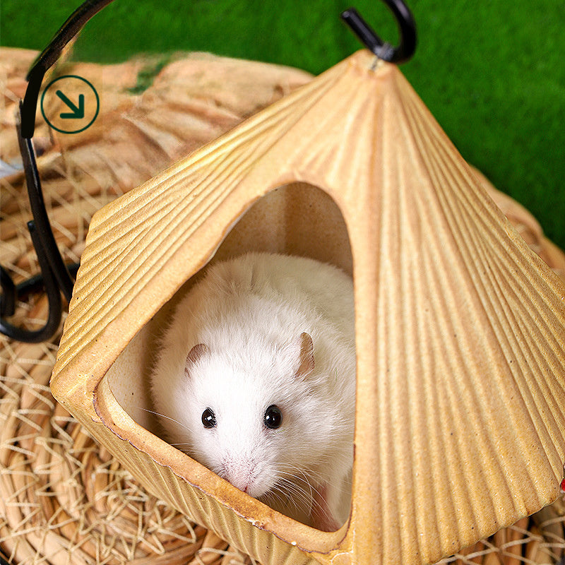 Hamster Hängematte und Schaukelhaus – Keramik-Versteck für Mäuse & Kleintiere