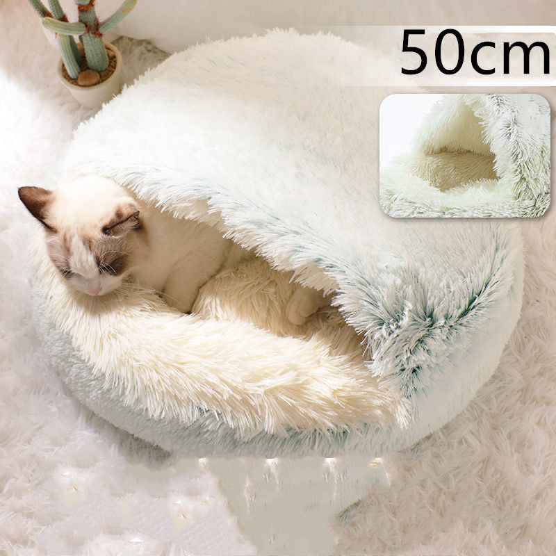 2-in-1 Hunde- und Katzenbett – Flauschiges Winterbett aus Plüsch