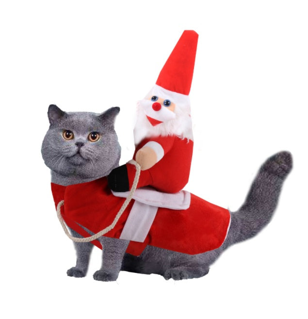 Wintermantel mit Santa Claus auf dem Rücken - für Hunde und Katzen