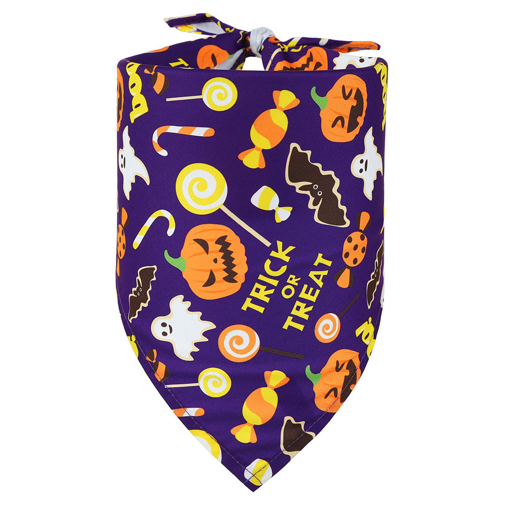 Halloween Halstuch für Hunde & Katzen | Dreieckstuch mit Totenkopf-Design