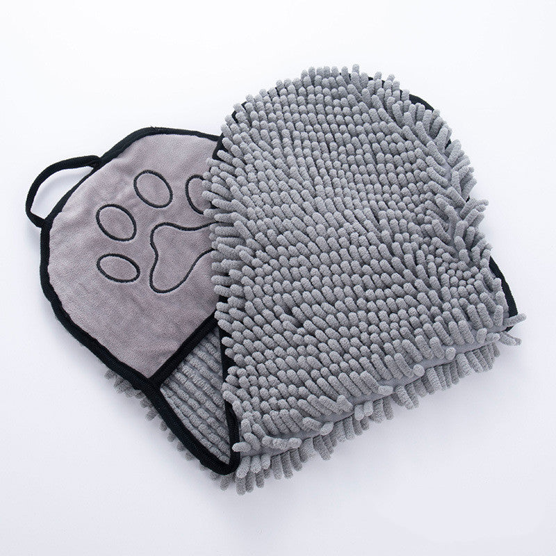 Chenille Hundehandtuch - super saugfähig mit praktischen Handtaschen