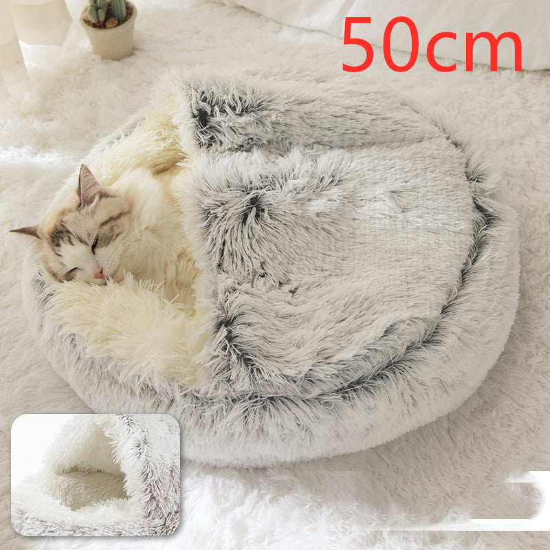 2-in-1 Hunde- und Katzenbett – Flauschiges Winterbett aus Plüsch
