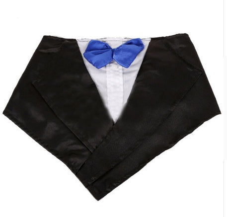 Hochzeits-Halstuch für grosse Hunde | Elegantes Smoking-Dreieckstuch in Rot & Blau