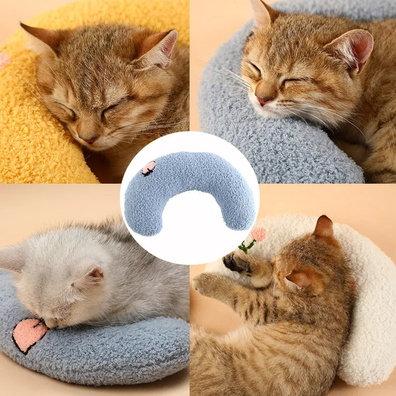 Kuscheliges U-förmiges Schlafkissen für Katzen und kleine Hunde – Weiches Haustierkissen