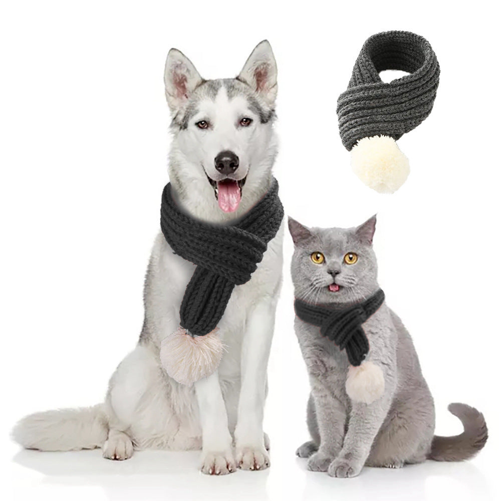 Bommel-Wollschal für Hunde & Katzen | Festliches Accessoire mit Bommel