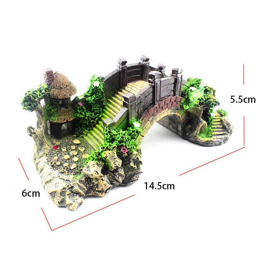 Aquarium Brücke Deko – Harz Bogenbrücke für Fischbecken & Terrarien (14,5 x 6 x 5,5 cm)