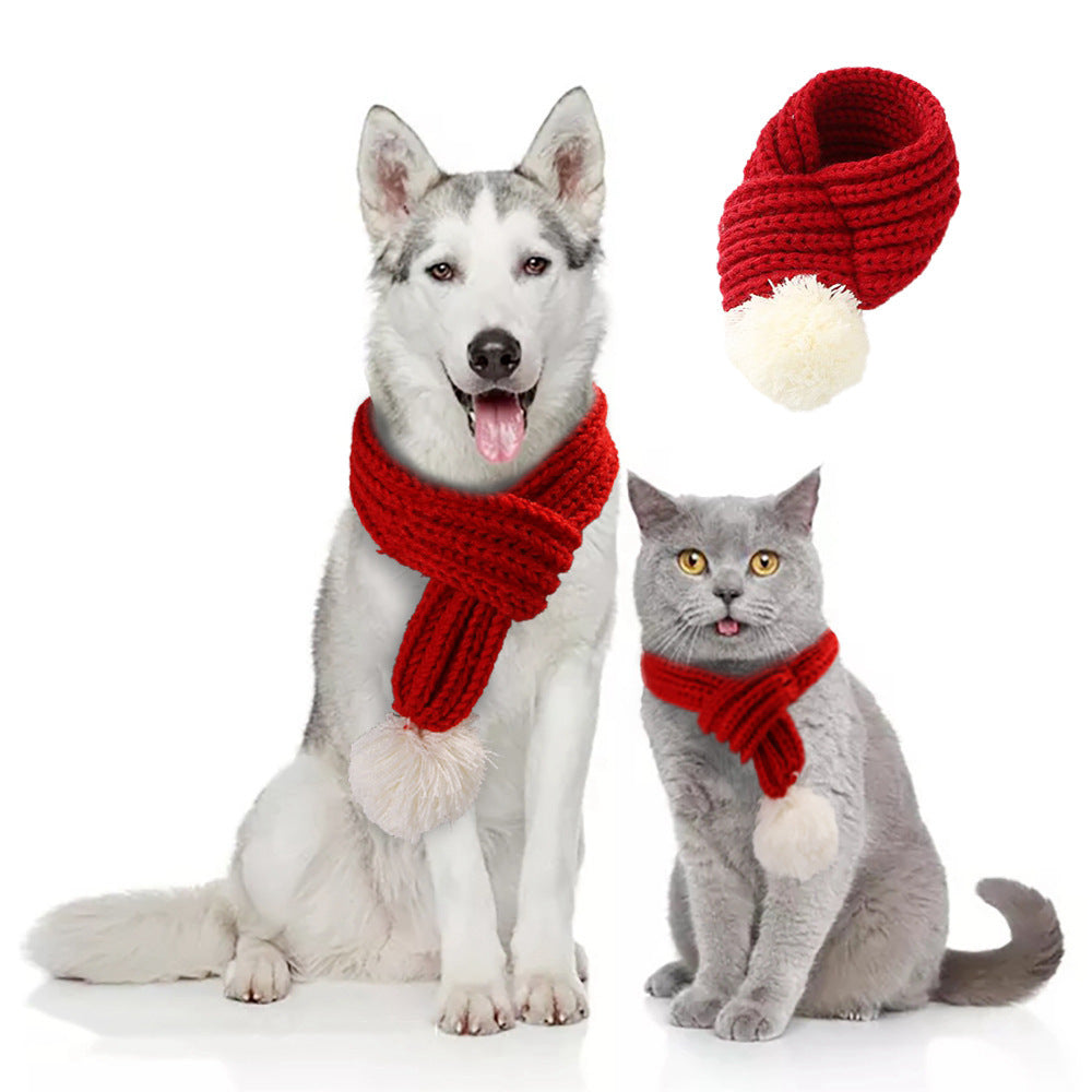 Bommel-Wollschal für Hunde & Katzen | Festliches Accessoire mit Bommel
