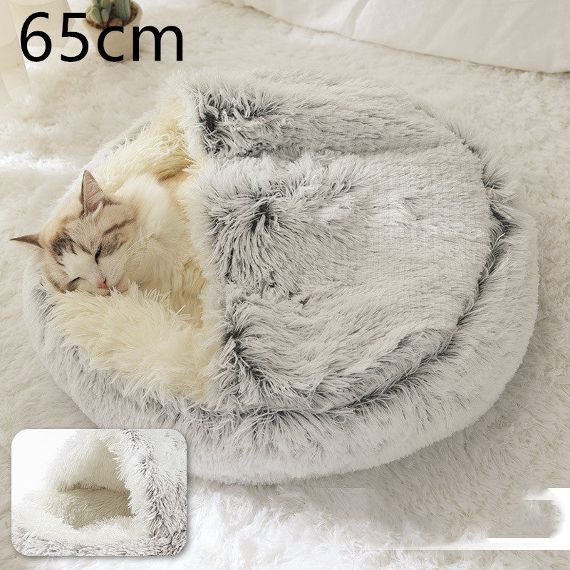 2-in-1 Hunde- und Katzenbett – Flauschiges Winterbett aus Plüsch