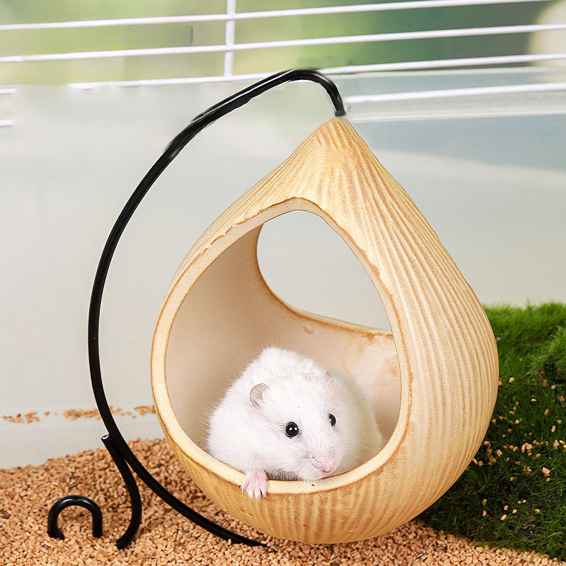 Hamster Hängematte und Schaukelhaus – Keramik-Versteck für Mäuse & Kleintiere