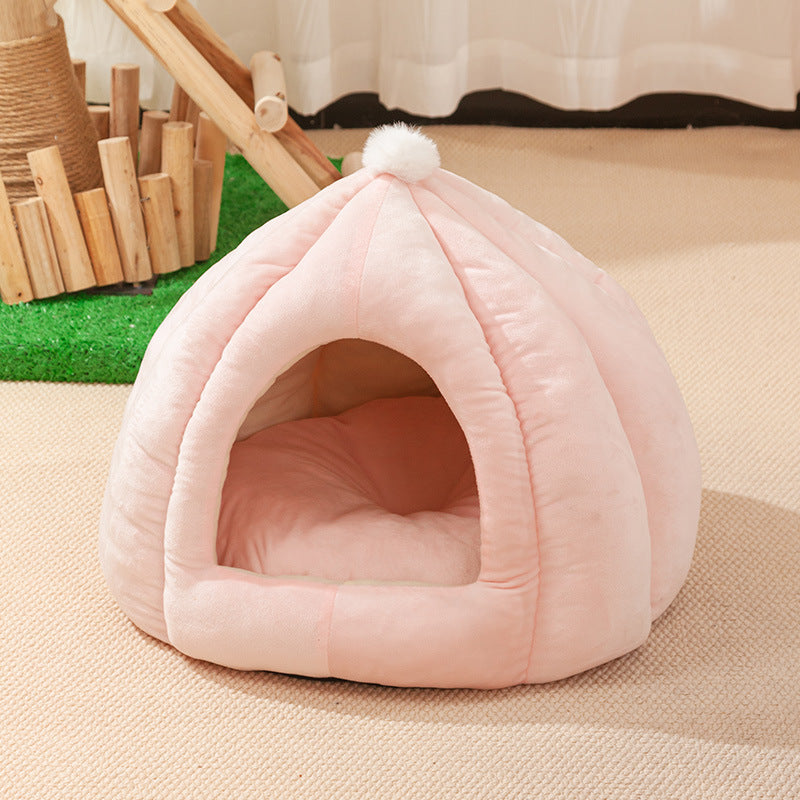 Katzennest im süßen Kürbis-Design – Geschlossenes Katzenbett aus hochwertigem PP Baumwollmaterial