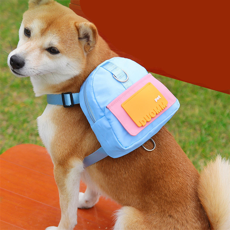 Duomm Hunde-Rucksack mit Snacktasche | Verstellbares Brustgeschirr für Reisen & Wandern