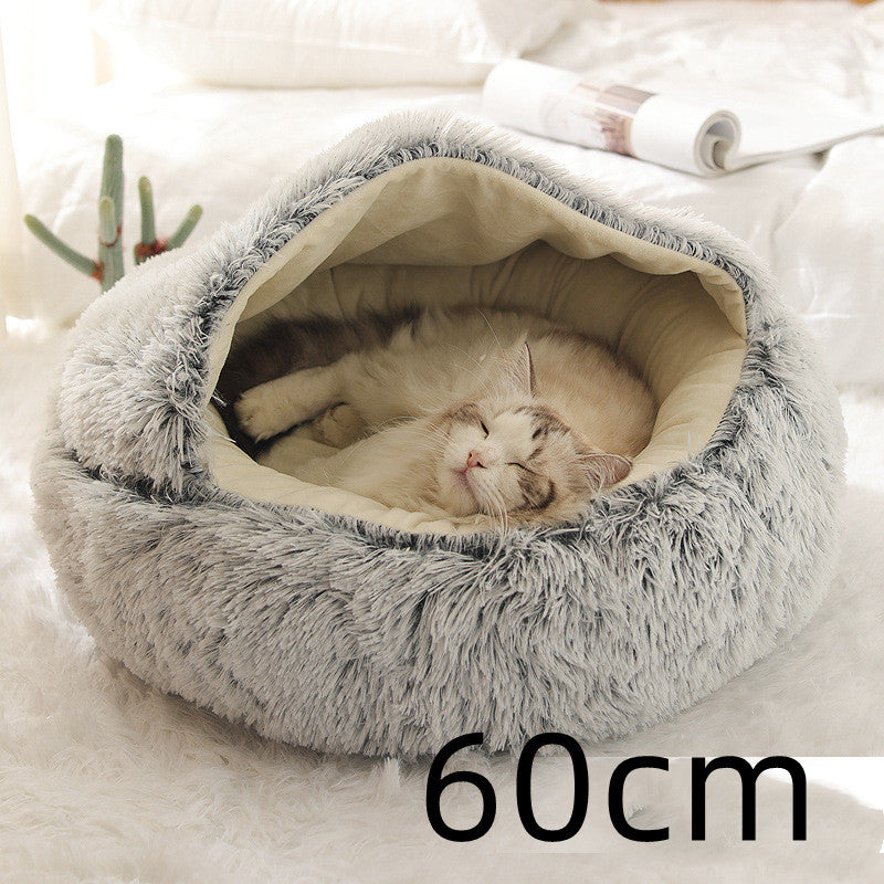 2-in-1 Hunde- und Katzenbett – Flauschiges Winterbett aus Plüsch