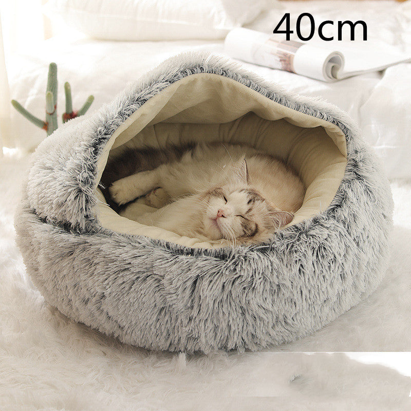 2-in-1 Hunde- und Katzenbett – Flauschiges Winterbett aus Plüsch