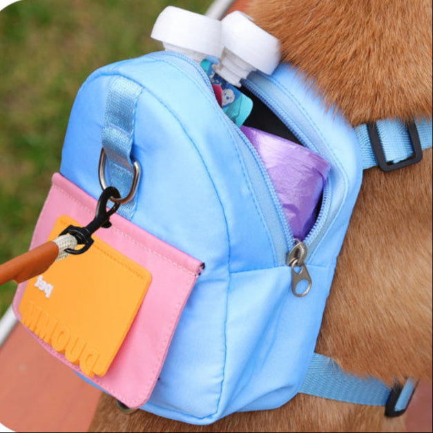 Duomm Hunde-Rucksack mit Snacktasche | Verstellbares Brustgeschirr für Reisen & Wandern