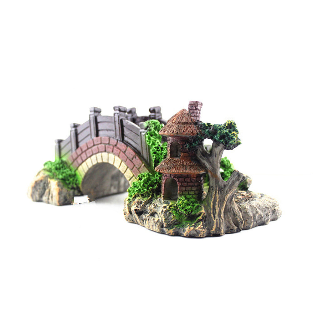 Aquarium Brücke Deko – Harz Bogenbrücke für Fischbecken & Terrarien (14,5 x 6 x 5,5 cm)