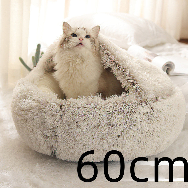 2-in-1 Hunde- und Katzenbett – Flauschiges Winterbett aus Plüsch