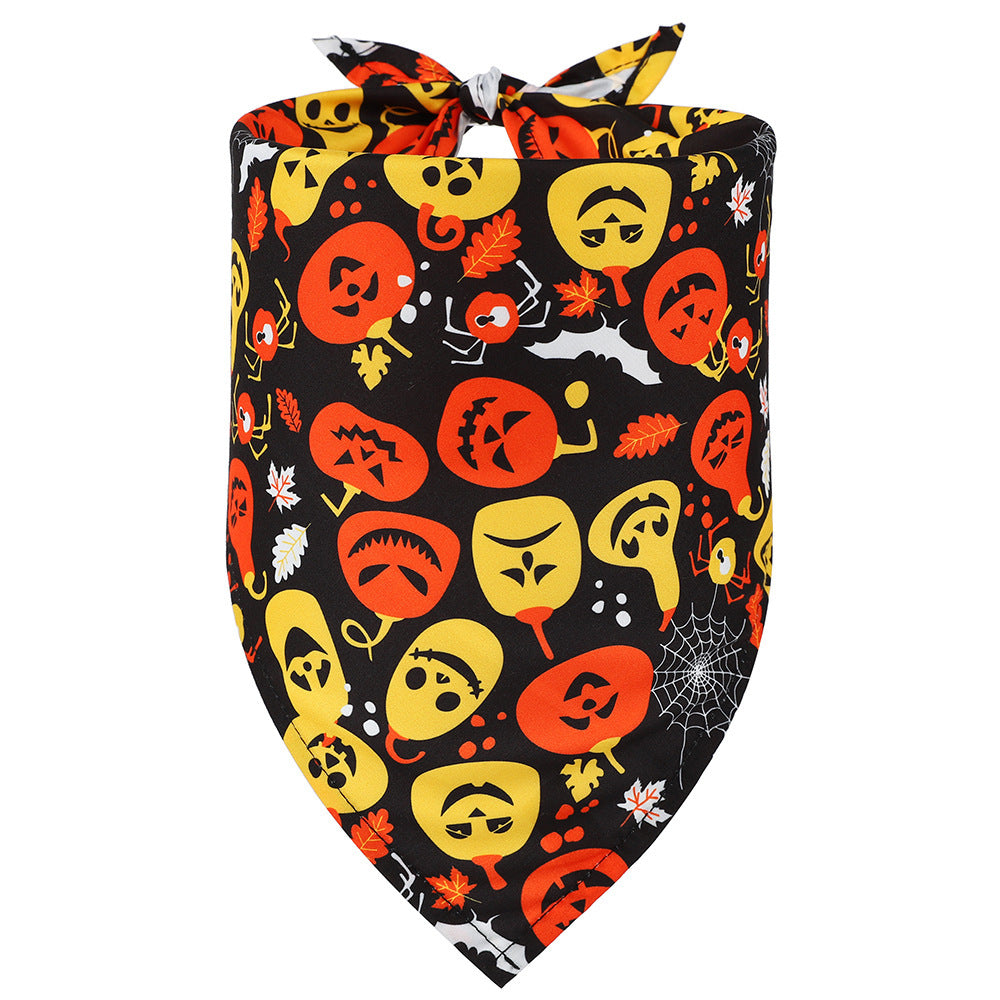 Halloween Halstuch für Hunde & Katzen | Dreieckstuch mit Totenkopf-Design