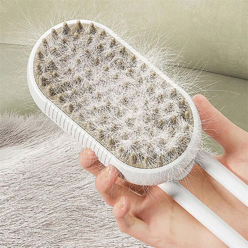 Electric Steam Brush for Dogs & Cats β 3-in-1 Grooming & Massage