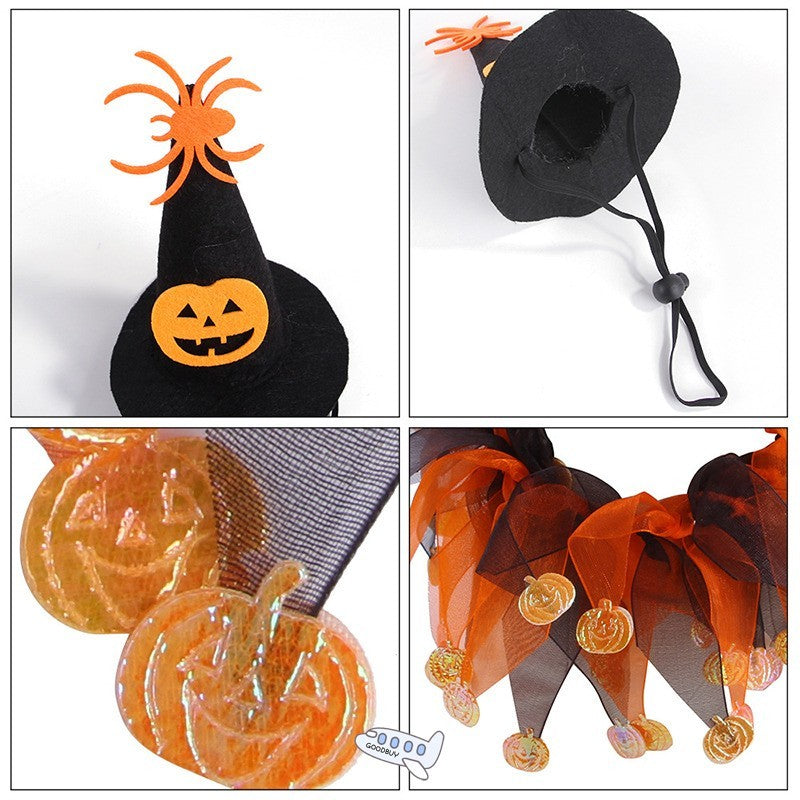 Halloween-Kostüm mit Hexenhut & Halsband für Hunde & Katzen – Verstellbar & bequem