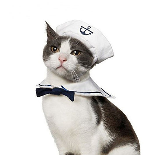 Matrosenanzug für Hunde & Katzen | Maritimes Haustier-Kostüm mit Mütze