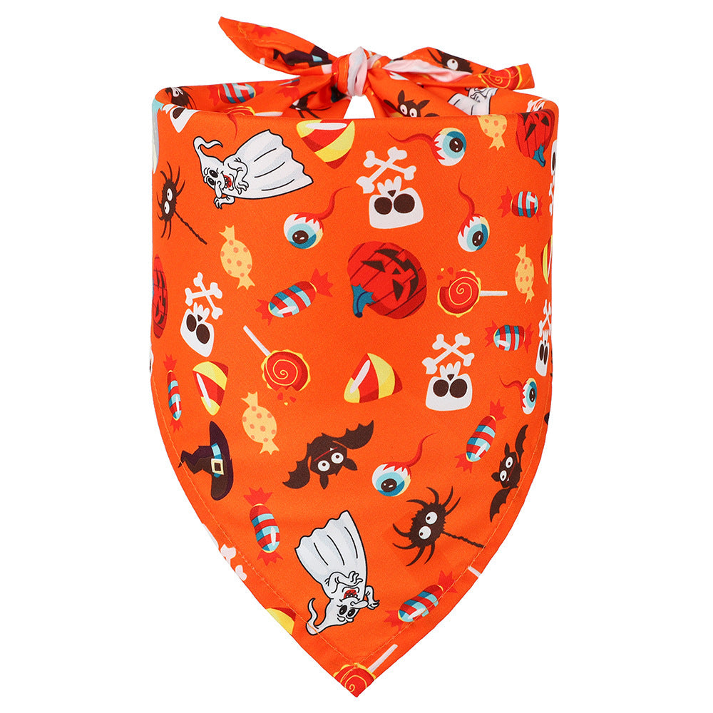 Halloween Halstuch für Hunde & Katzen | Dreieckstuch mit Totenkopf-Design