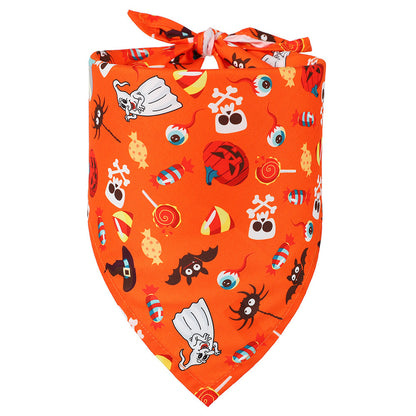 Halloween Halstuch für Hunde & Katzen | Dreieckstuch mit Totenkopf-Design