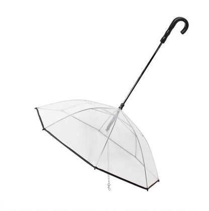 Transparenter Hunde-Regenschirm mit Leine – Abnehmbar & wetterfest