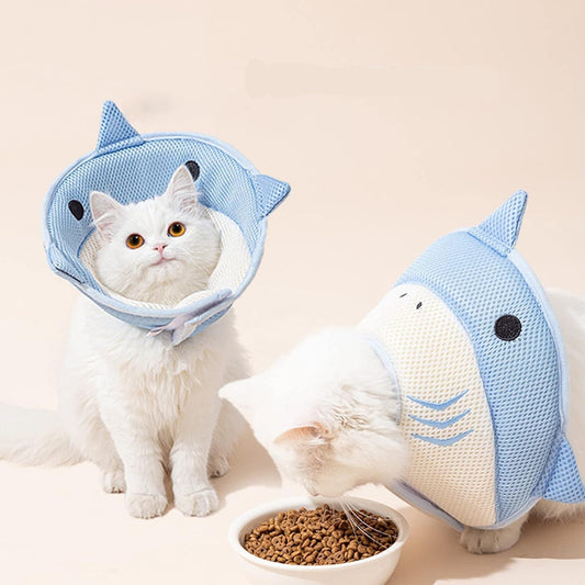 Shark Halskrause für Katzen | Weicher Elizabeth-Kragen zur Genesung