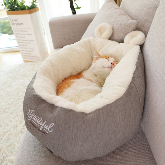 Kuscheliges Huustierbett mit Höhlenfunktion – Warmer Schlafsack für Katzen und Hunde