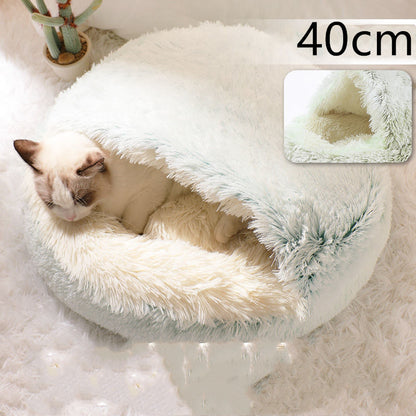 2-in-1 Hunde- und Katzenbett – Flauschiges Winterbett aus Plüsch