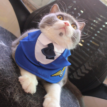 Pilotenkostüm mit Halstuch & Mütze | Lustiges Outfit für Katzen & Hunde