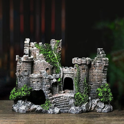 Aquarium Deko – Retro Burg aus Harz für Fischbecken (17 x 6 x 13 cm)