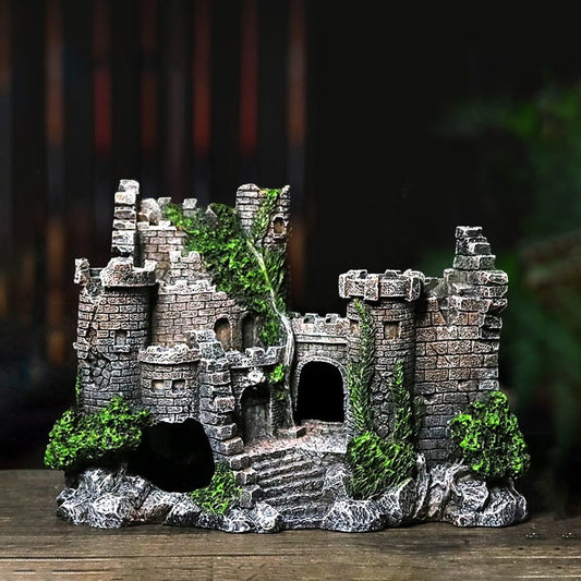 Aquarium Deko – Retro Burg aus Harz für Fischbecken (17 x 6 x 13 cm)